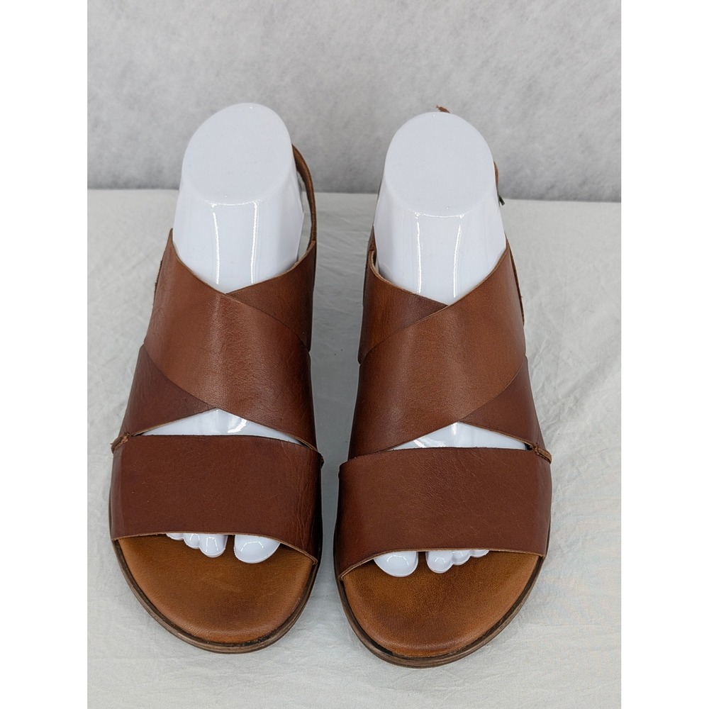 Miz Mooz Denver Brown Leather Slingback Flat Sandals Womens 38 Made in Portugal - Picture 3 of 10
